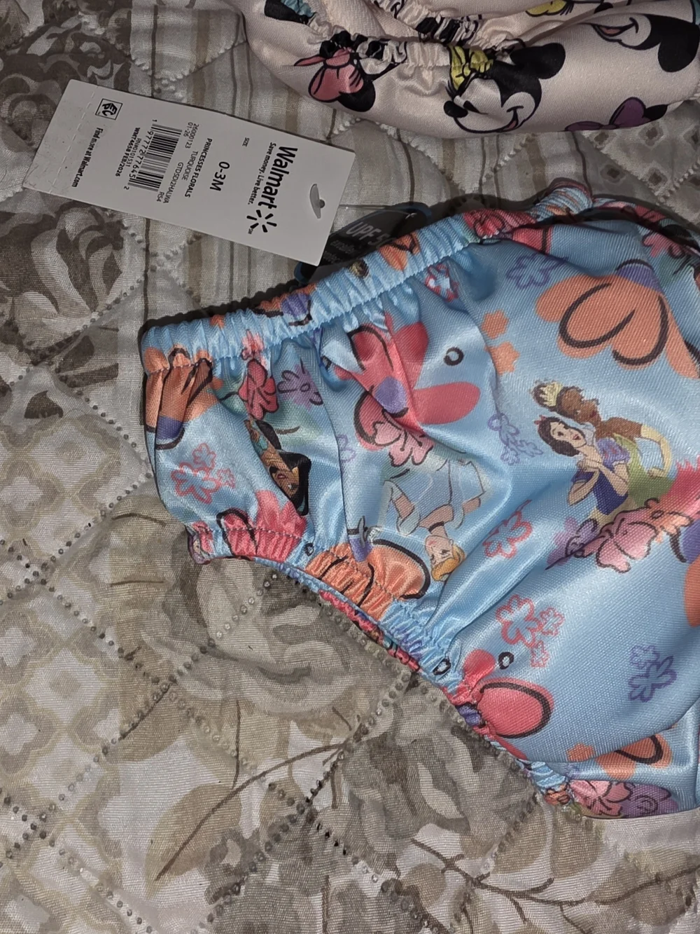 Disney Light Blue Floral Swim Footie with Pink & Orange Accents $20 For Both